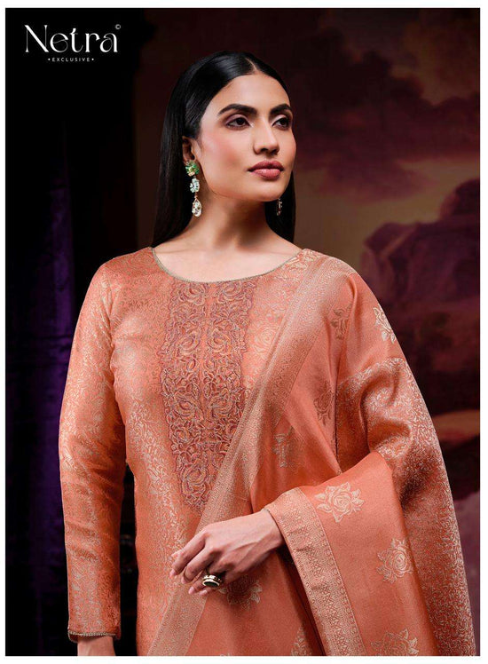 Netra Exclusive Jenika Bemberg Silk Jacquard Designer Dress Material