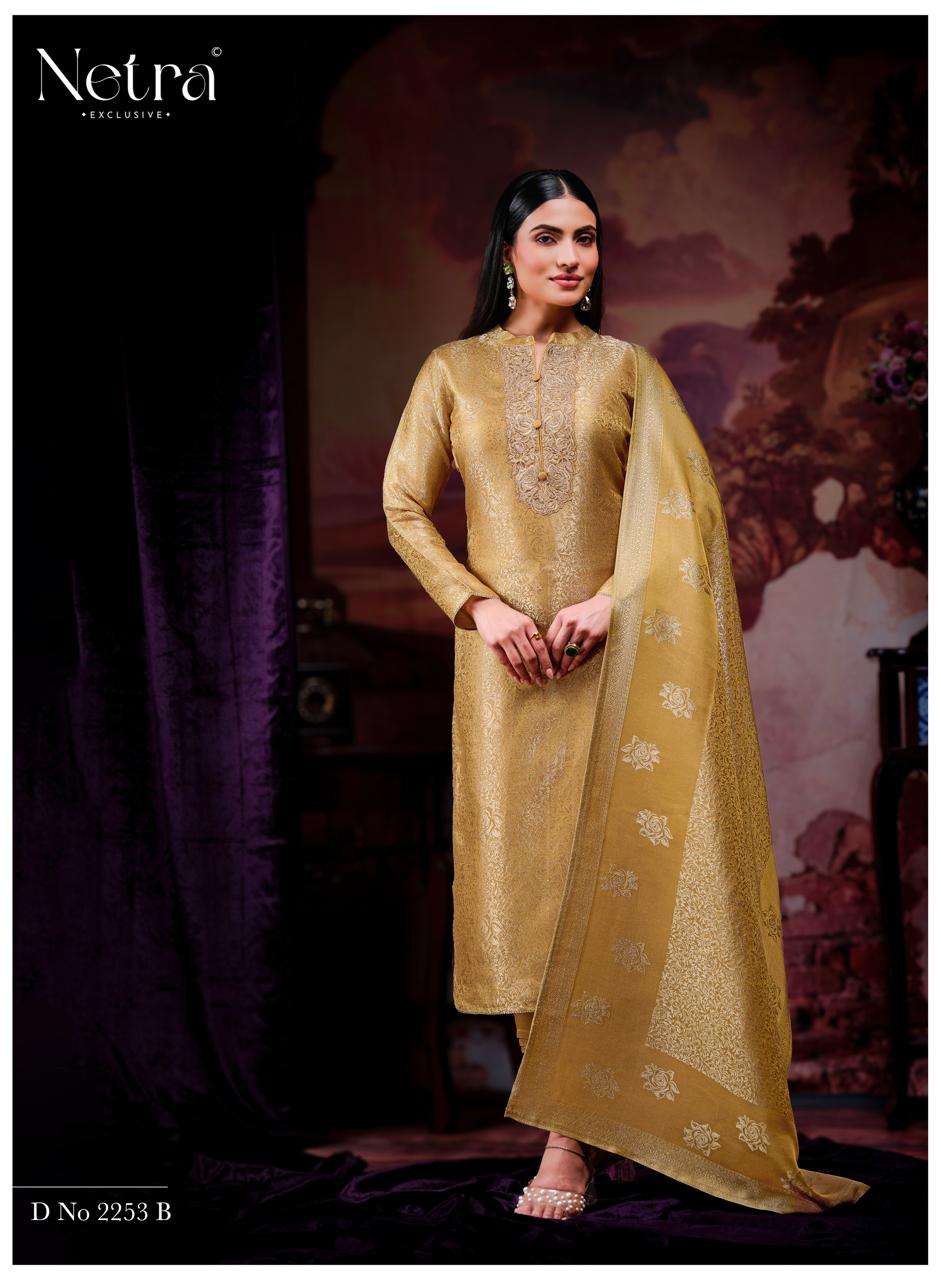 Netra Exclusive Jenika Bemberg Silk Jacquard Designer Dress Material