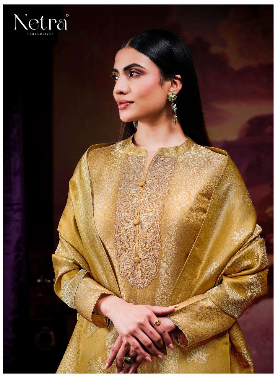 Netra Exclusive Jenika Bemberg Silk Jacquard Designer Dress Material