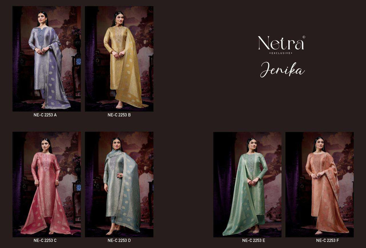 Netra Exclusive Jenika Bemberg Silk Jacquard Designer Dress Material
