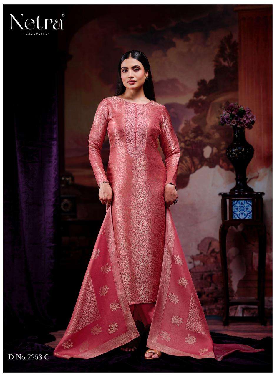 Netra Exclusive Jenika Bemberg Silk Jacquard Designer Dress Material