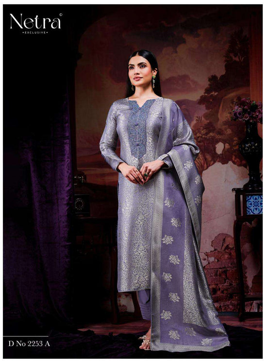 Netra Exclusive Jenika Bemberg Silk Jacquard Designer Dress Material
