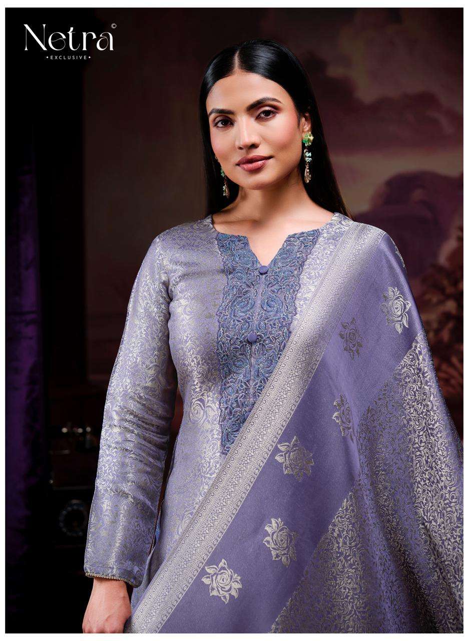 Netra Exclusive Jenika Bemberg Silk Jacquard Designer Dress Material