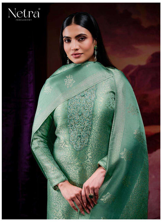 Netra Exclusive Jenika Bemberg Silk Jacquard Designer Dress Material