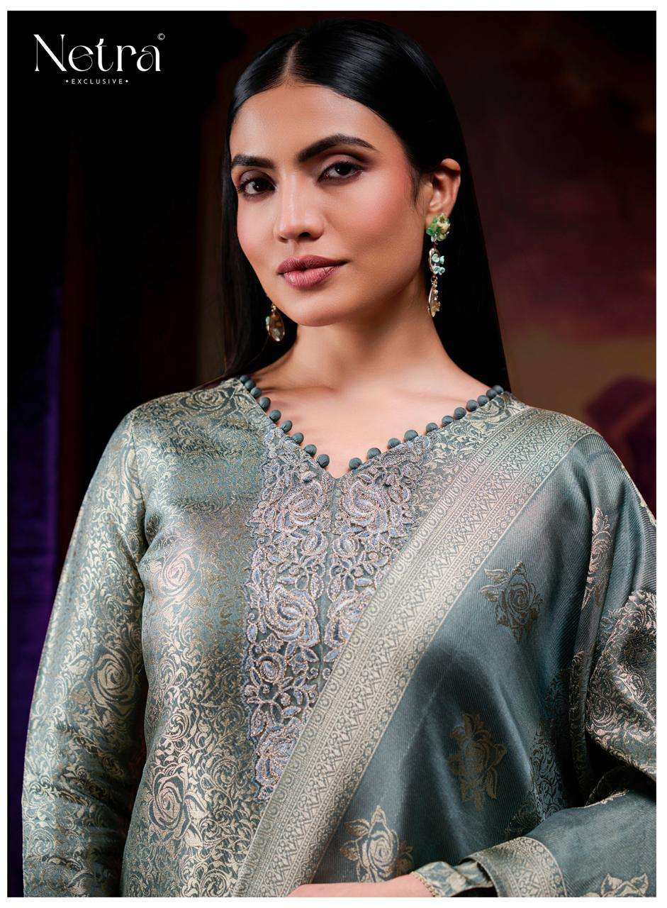 Netra Exclusive Jenika Bemberg Silk Jacquard Designer Dress Material