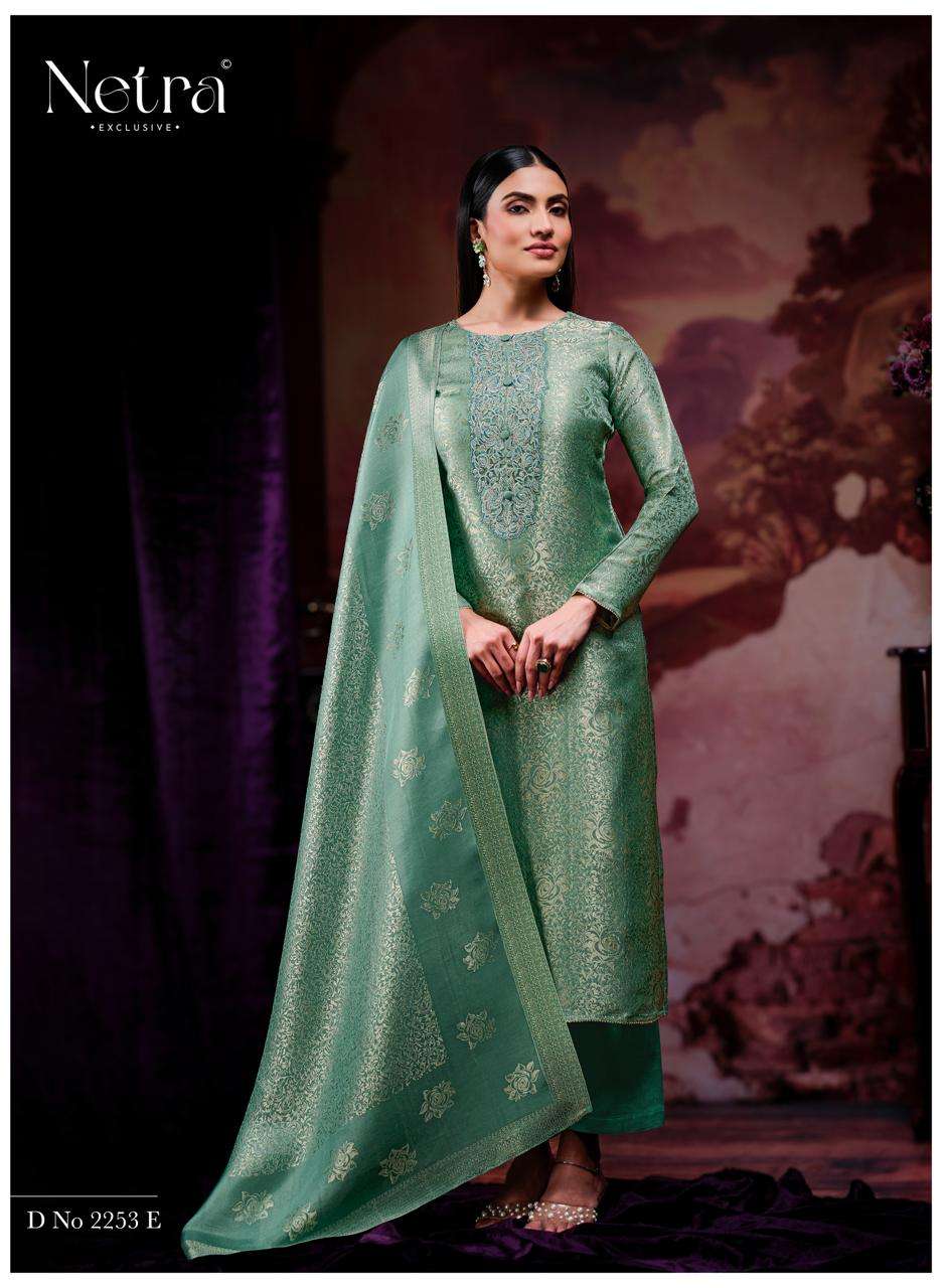 Netra Exclusive Jenika Bemberg Silk Jacquard Designer Dress Material