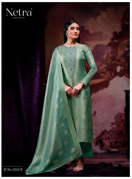 Netra Exclusive Jenika Bemberg Silk Jacquard Designer Dress Material