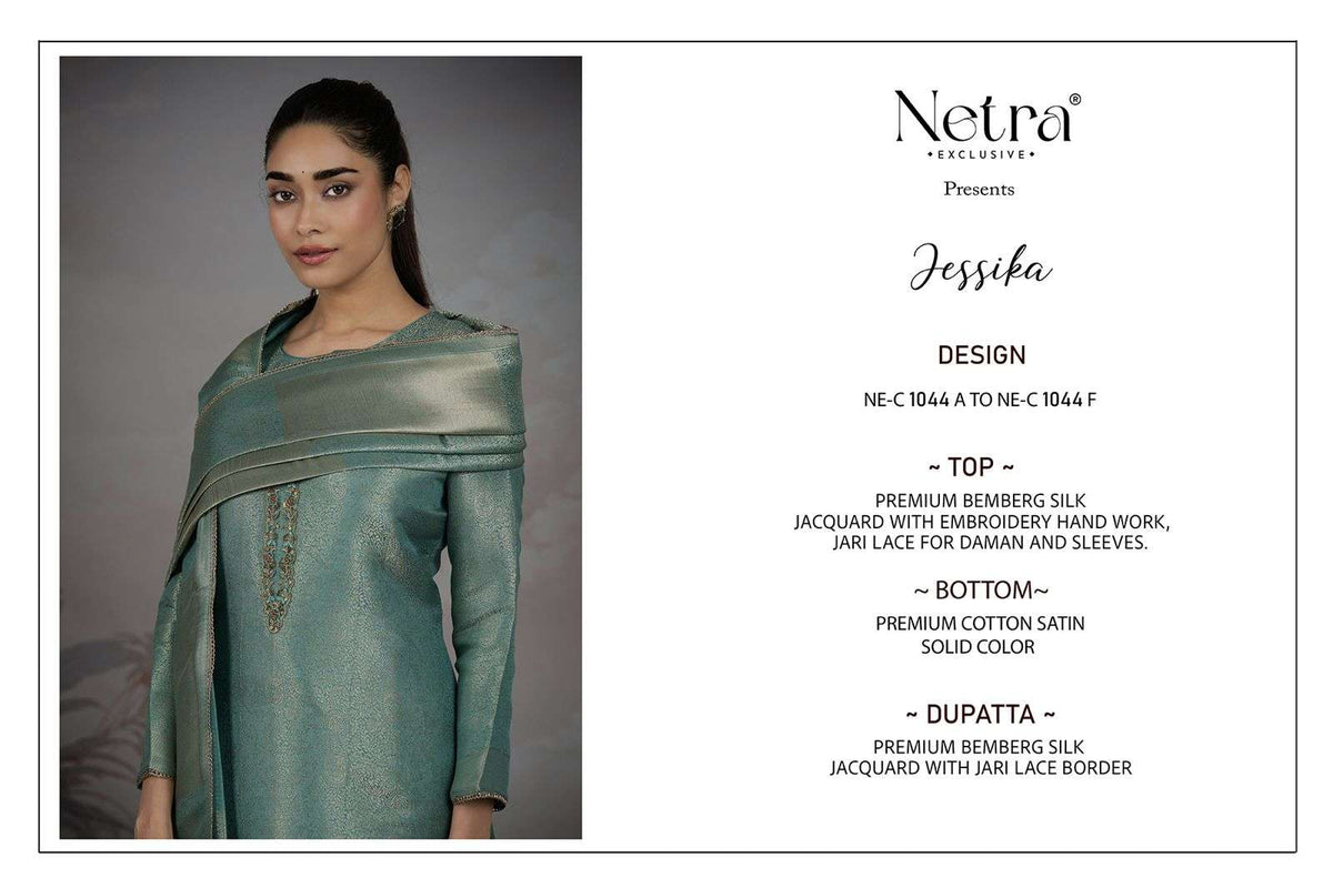 Netra Jessika Premium Bemberg Silk Jacquard Dress Material