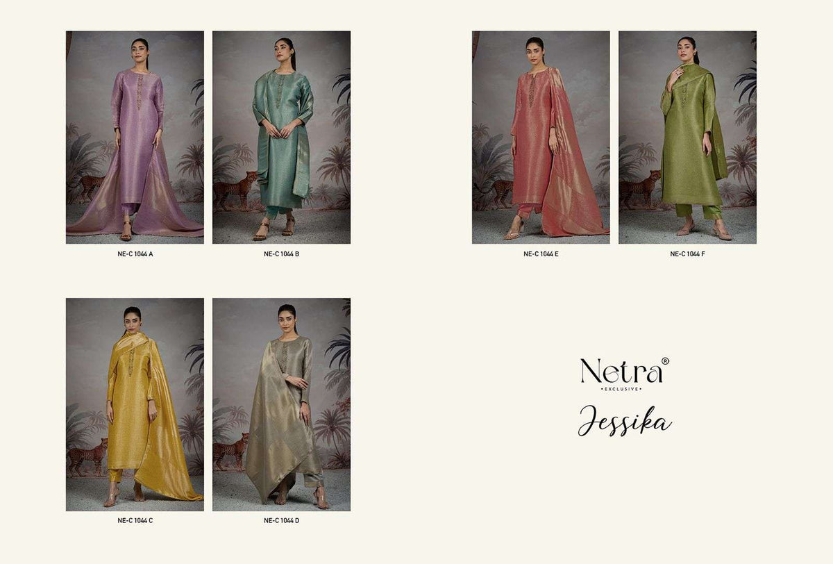 Netra Jessika Premium Bemberg Silk Jacquard Dress Material