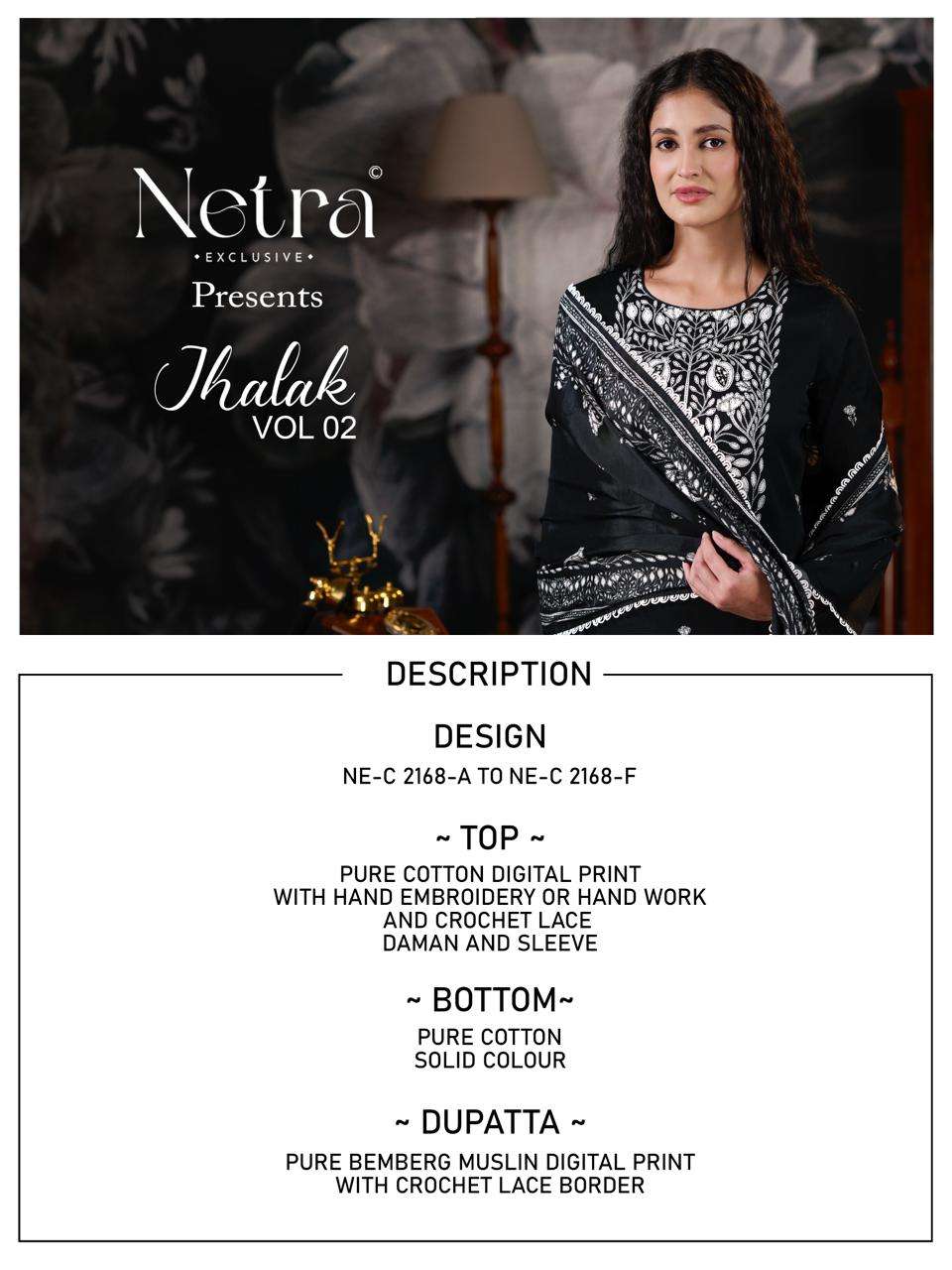Netra Exclusive Jhalak Vol 2 Cotton Embroidered Dress Material