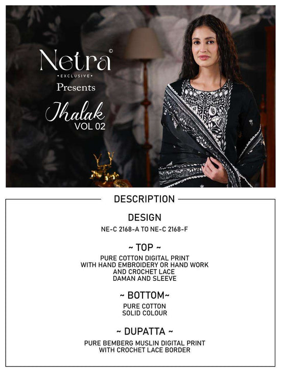 Netra Exclusive Jhalak Vol 2 Cotton Embroidered Dress Material