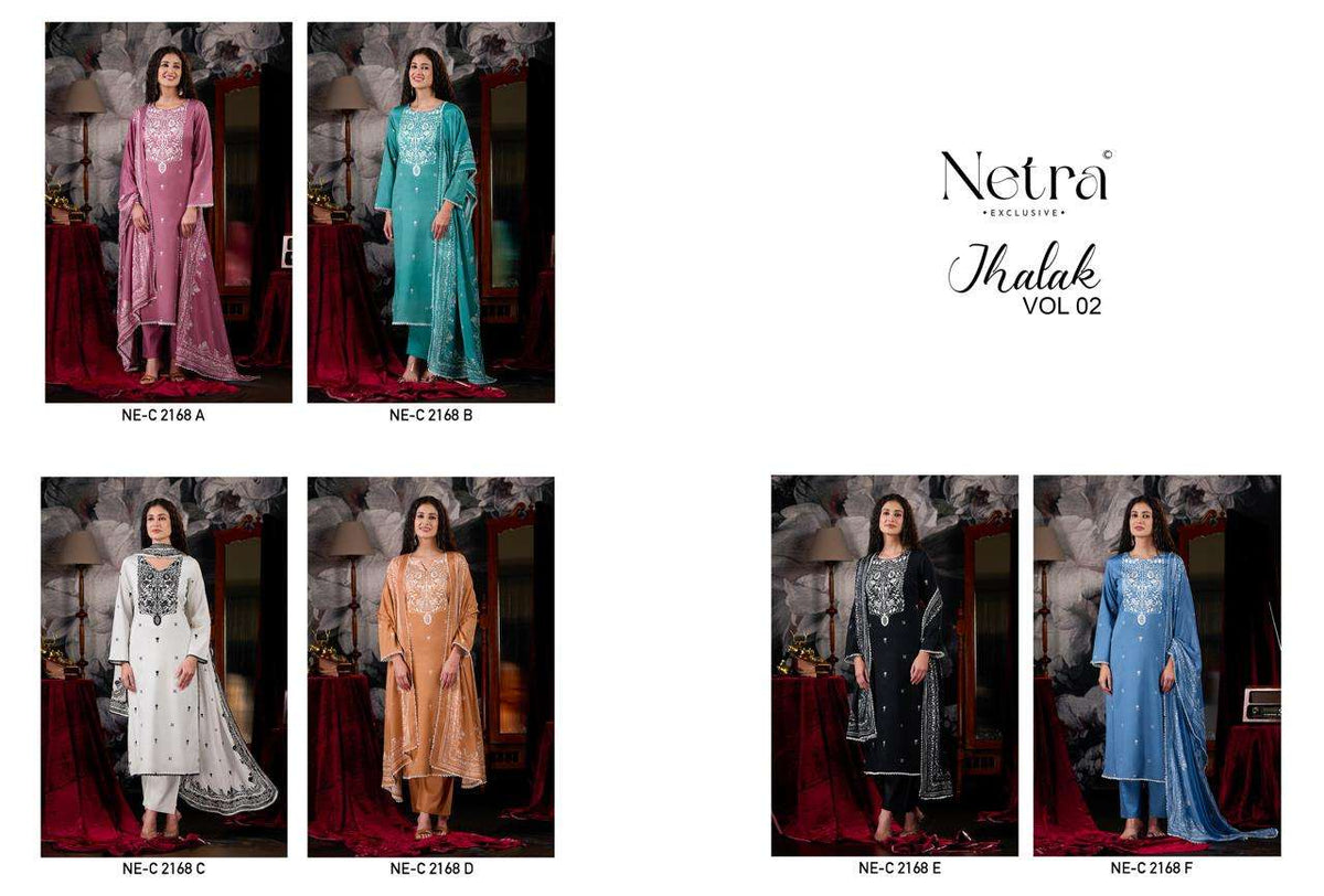 Netra Exclusive Jhalak Vol 2 Cotton Embroidered Dress Material