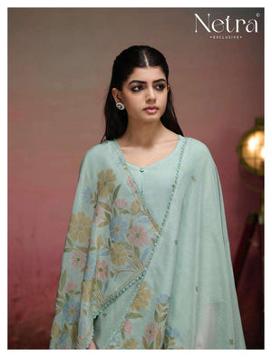 Netra Exclusive Jisha Banarasi Jamdani Dress Material