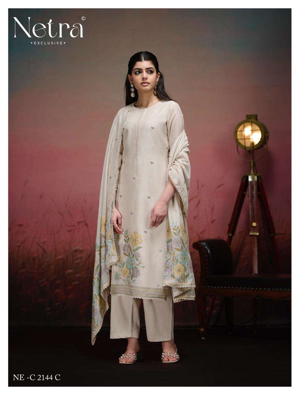 Netra Exclusive Jisha Banarasi Jamdani Dress Material