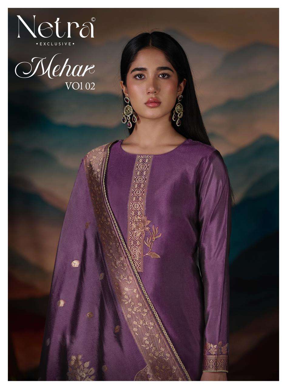Netra Mehar Vol 2 Viscose Jacquard Silk Dress Material