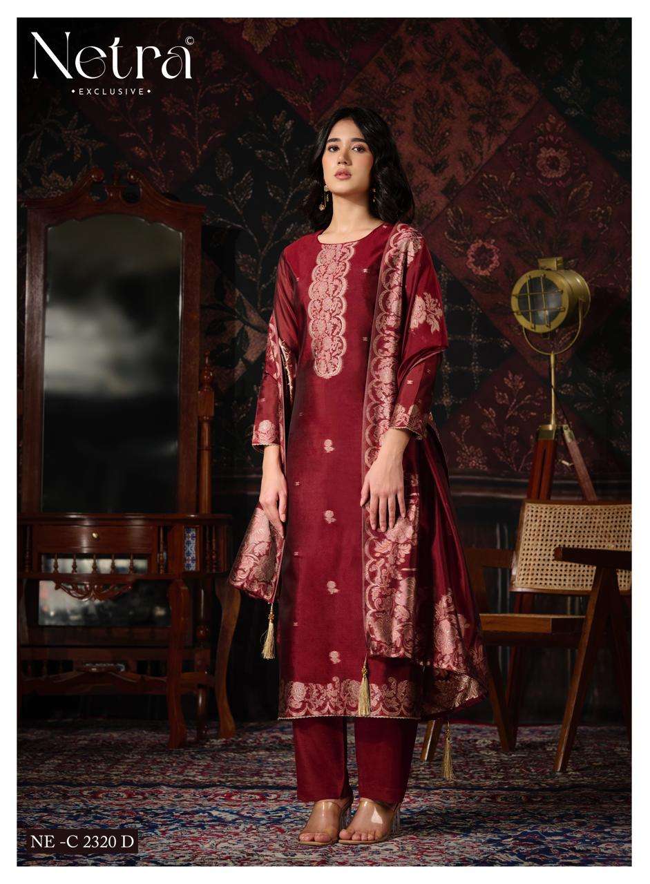 Netra Mithila Premium Viscose Jacquard Silk Unstitched Dress Material