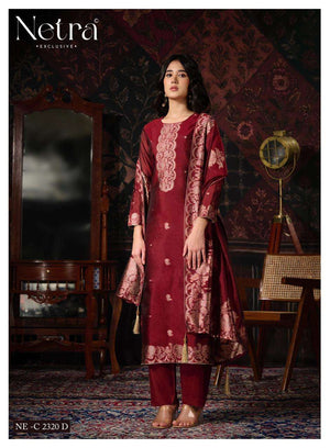 Netra Mithila Premium Viscose Jacquard Silk Unstitched Dress Material