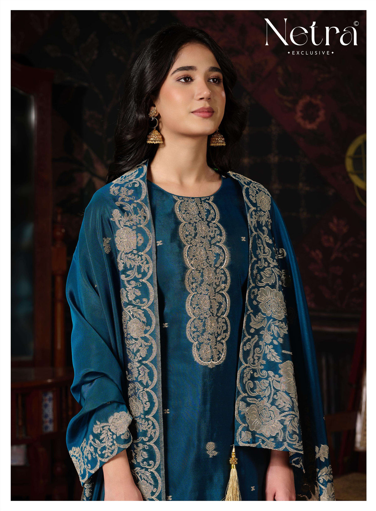 Netra Mithila Premium Viscose Jacquard Silk Unstitched Dress Material