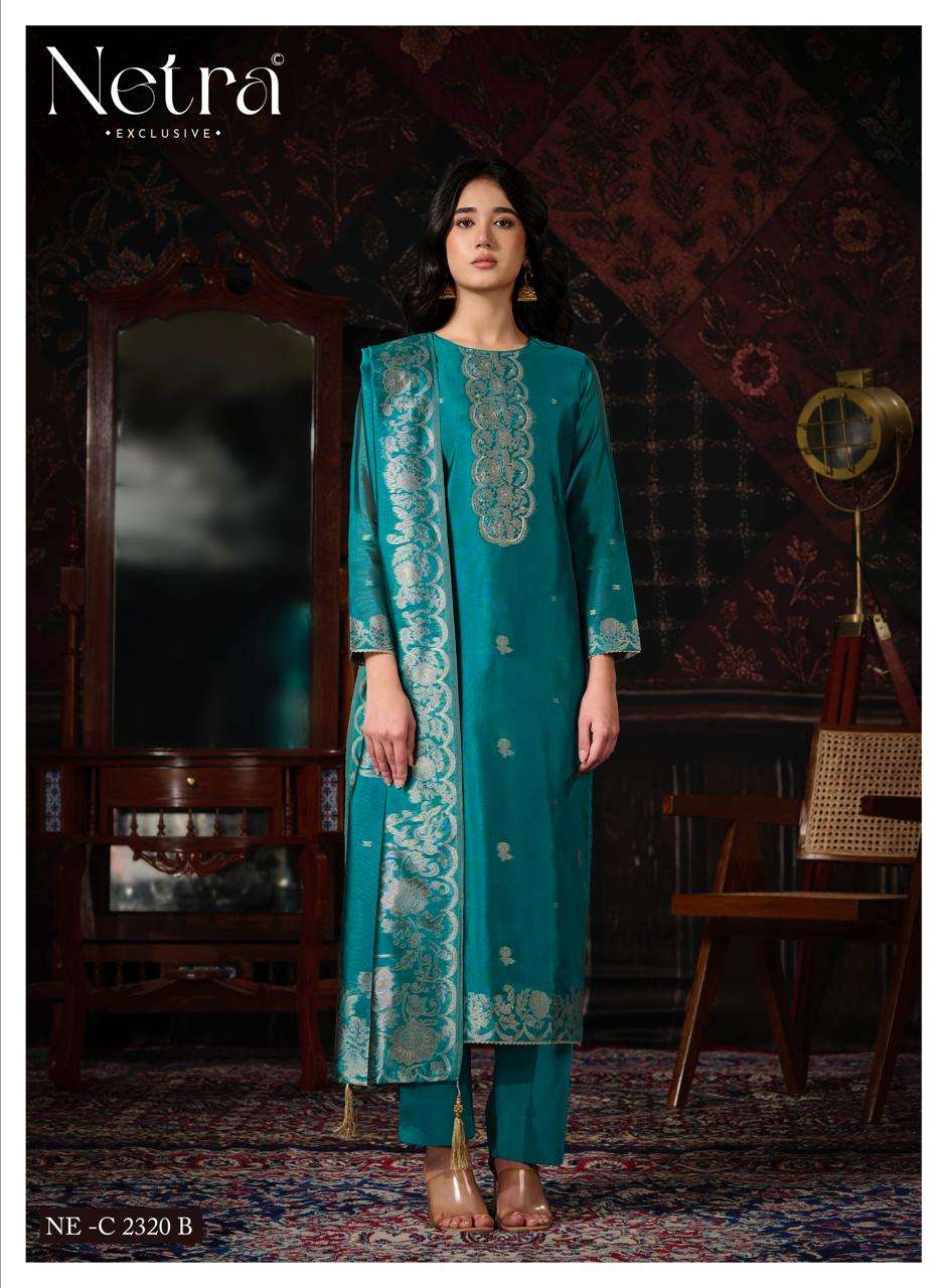Netra Mithila Premium Viscose Jacquard Silk Unstitched Dress Material