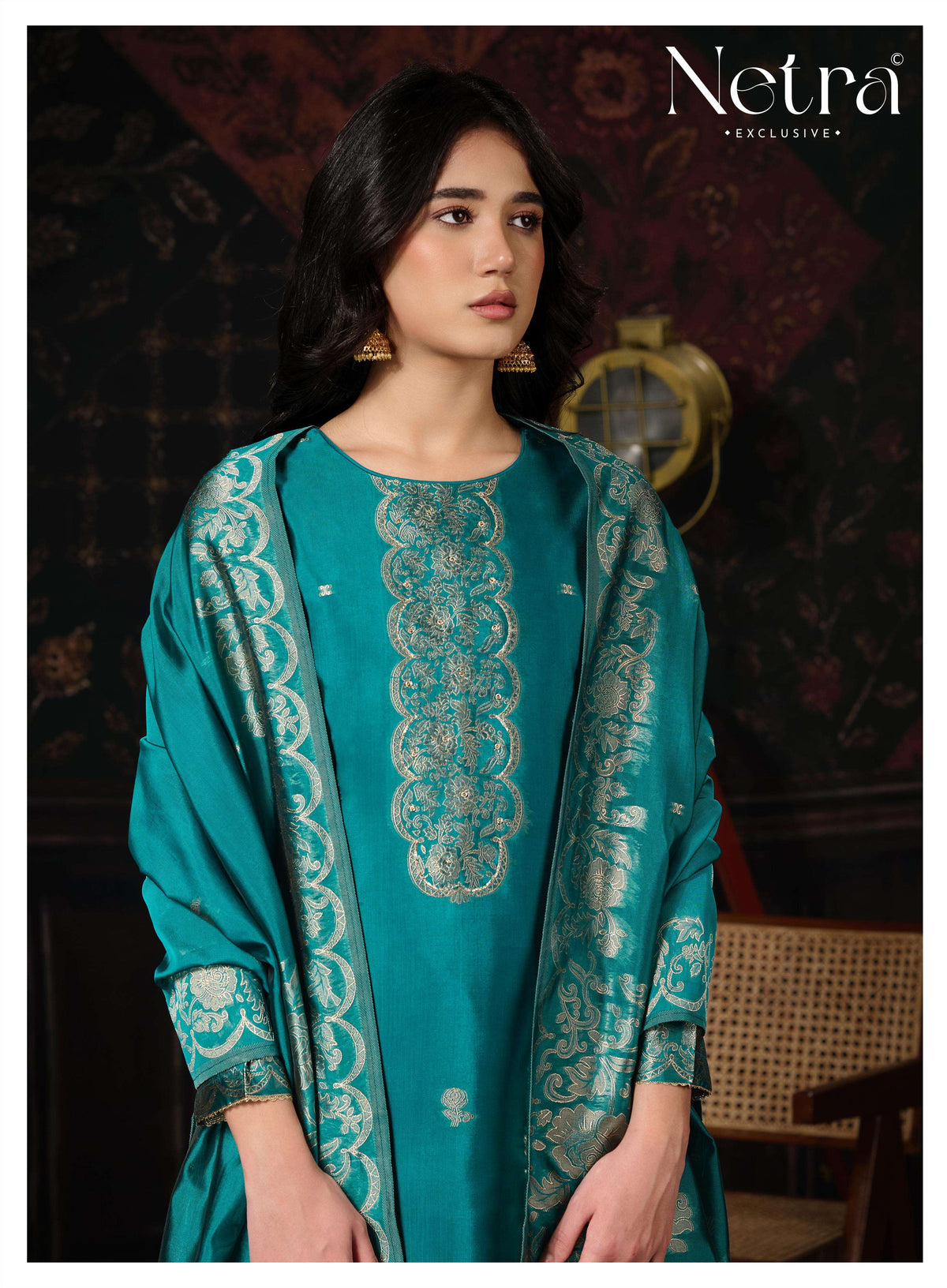 Netra Mithila Premium Viscose Jacquard Silk Unstitched Dress Material