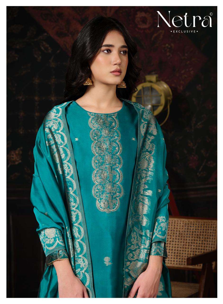 Netra Mithila Premium Viscose Jacquard Silk Unstitched Dress Material