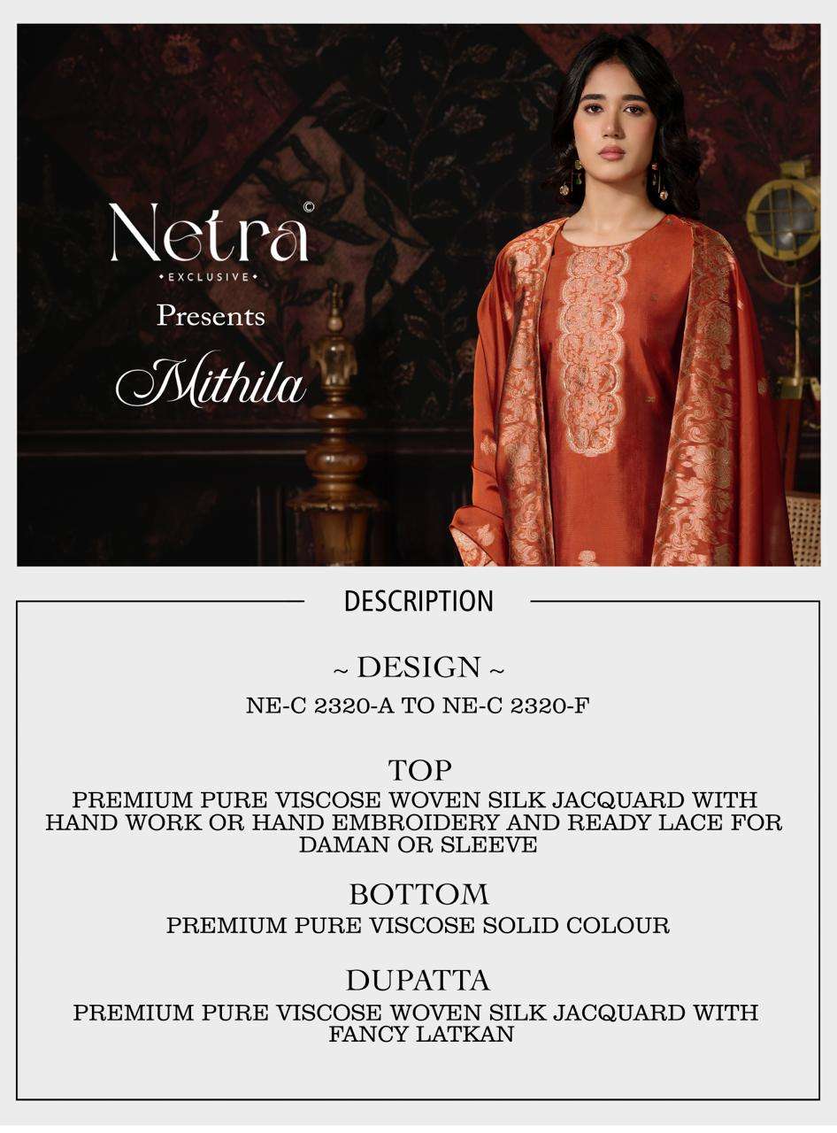 Netra Mithila Premium Viscose Jacquard Silk Unstitched Dress Material