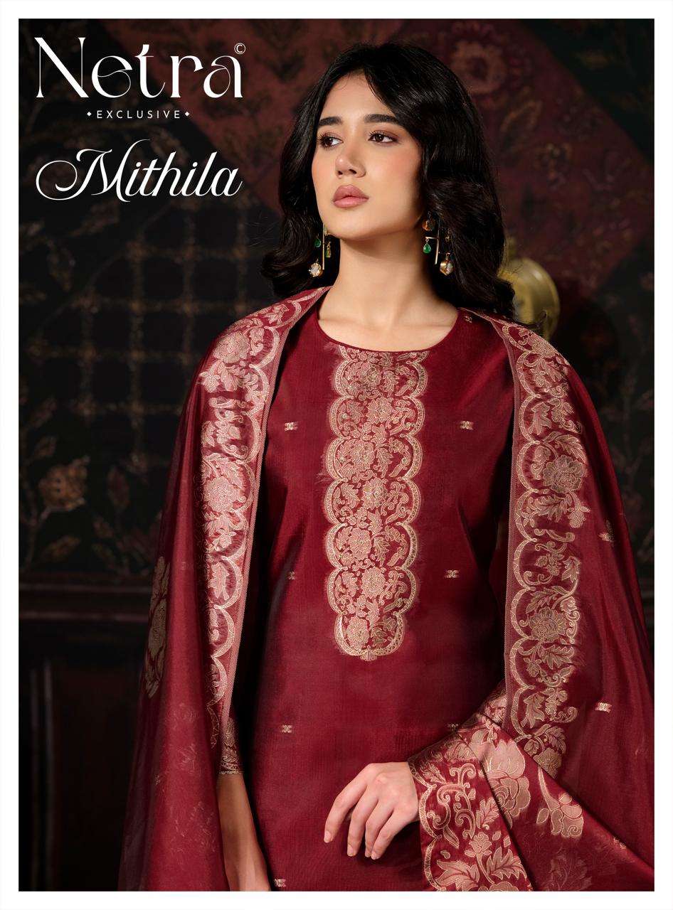 Netra Mithila Premium Viscose Jacquard Silk Unstitched Dress Material
