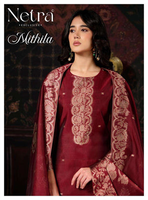 Netra Mithila Premium Viscose Jacquard Silk Unstitched Dress Material