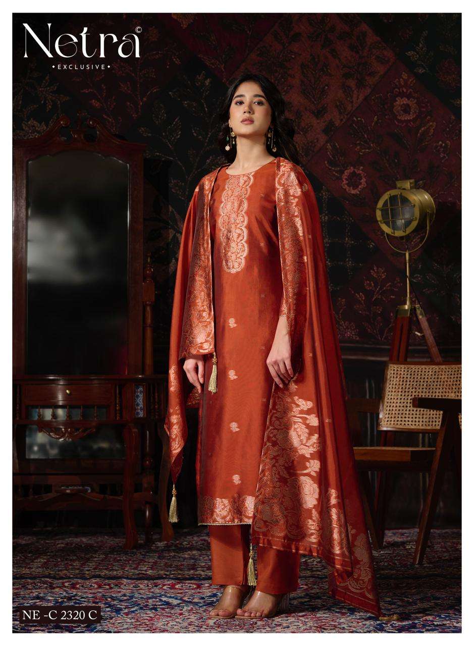 Netra Mithila Premium Viscose Jacquard Silk Unstitched Dress Material