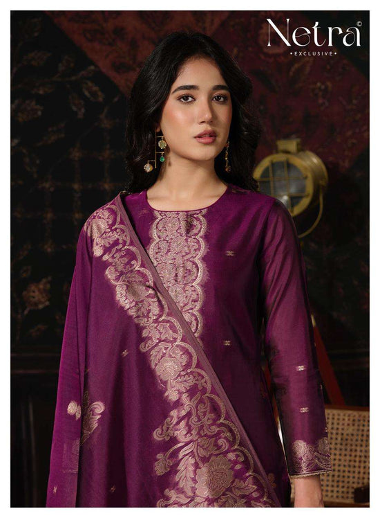 Netra Mithila Premium Viscose Jacquard Silk Unstitched Dress Material