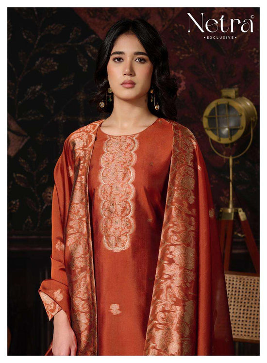 Netra Mithila Premium Viscose Jacquard Silk Unstitched Dress Material