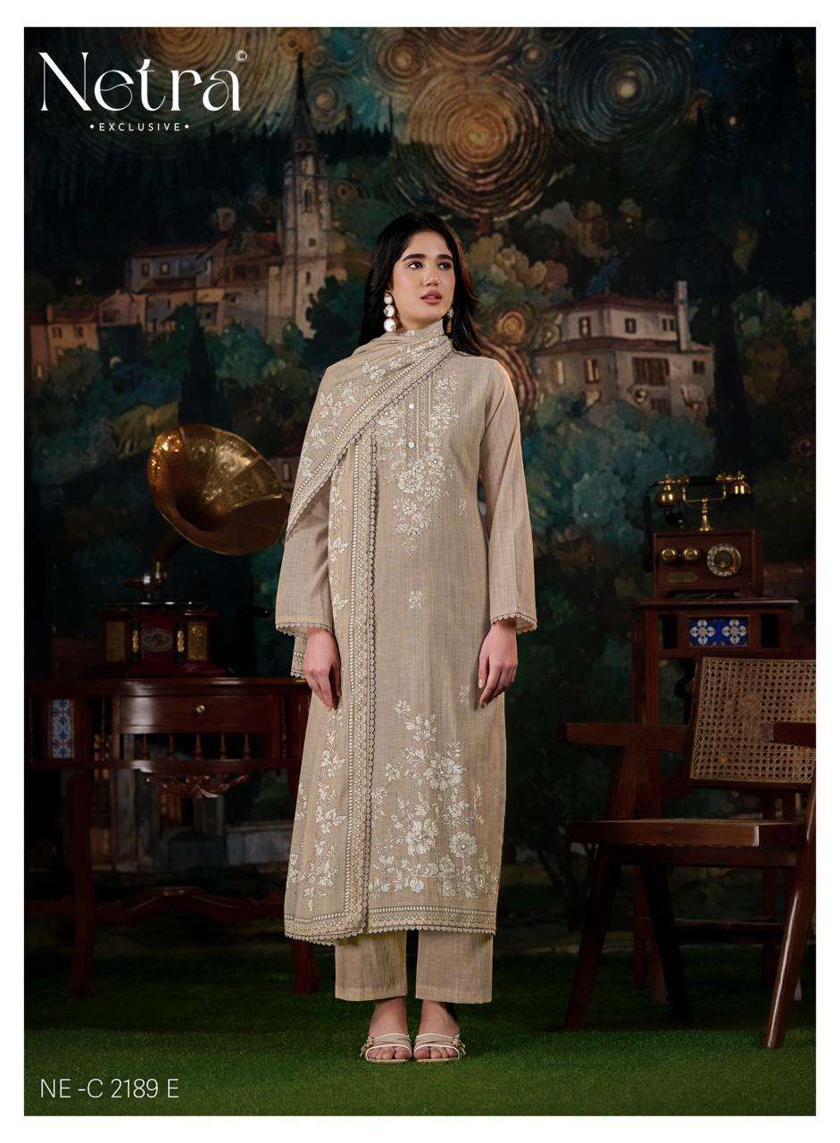 Netra Nayanshi Banarasi Mul Chanderi Dress Material - Amrah Wholesale
