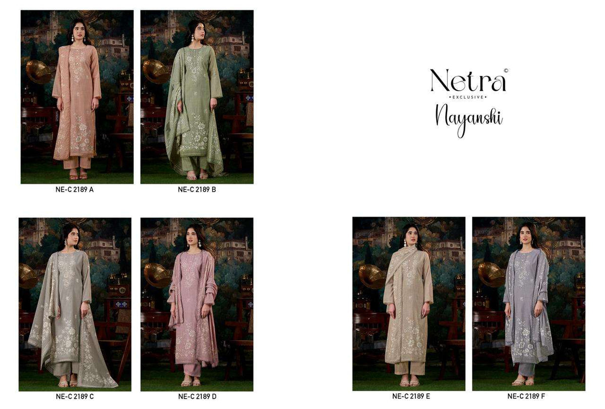 Netra Nayanshi Banarasi Mul Chanderi Dress Material - Amrah Wholesale
