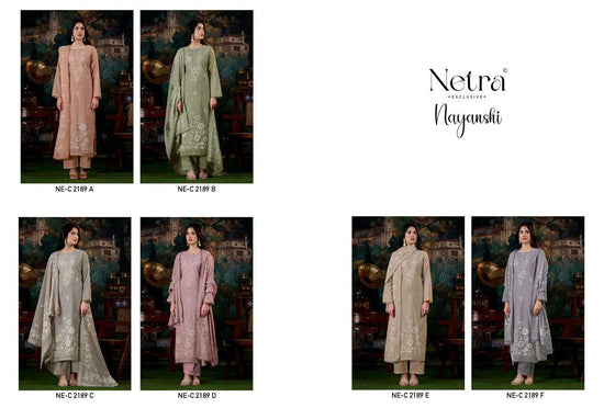 Netra Nayanshi Banarasi Mul Chanderi Dress Material - Amrah Wholesale