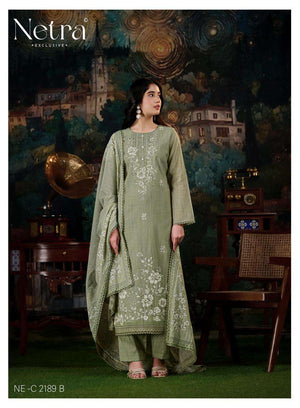 Netra Nayanshi Banarasi Mul Chanderi Dress Material - Amrah Wholesale