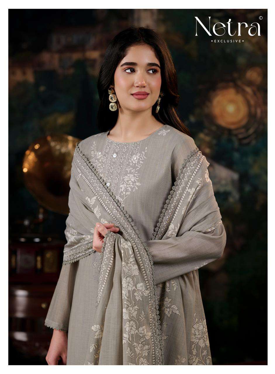 Netra Nayanshi Banarasi Mul Chanderi Dress Material - Amrah Wholesale