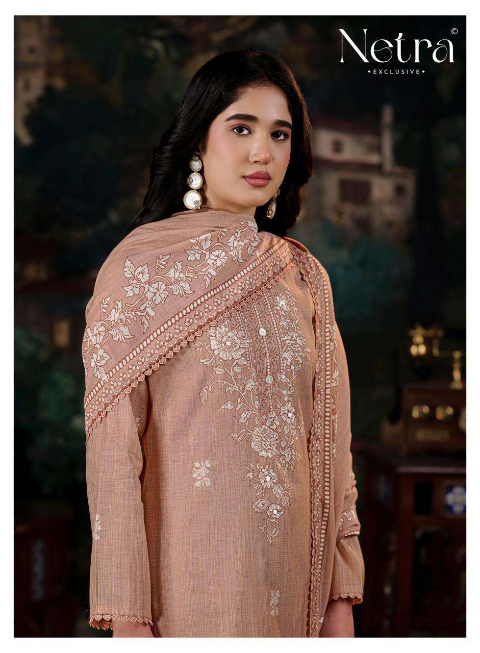 Netra Nayanshi Banarasi Mul Chanderi Dress Material - Amrah Wholesale
