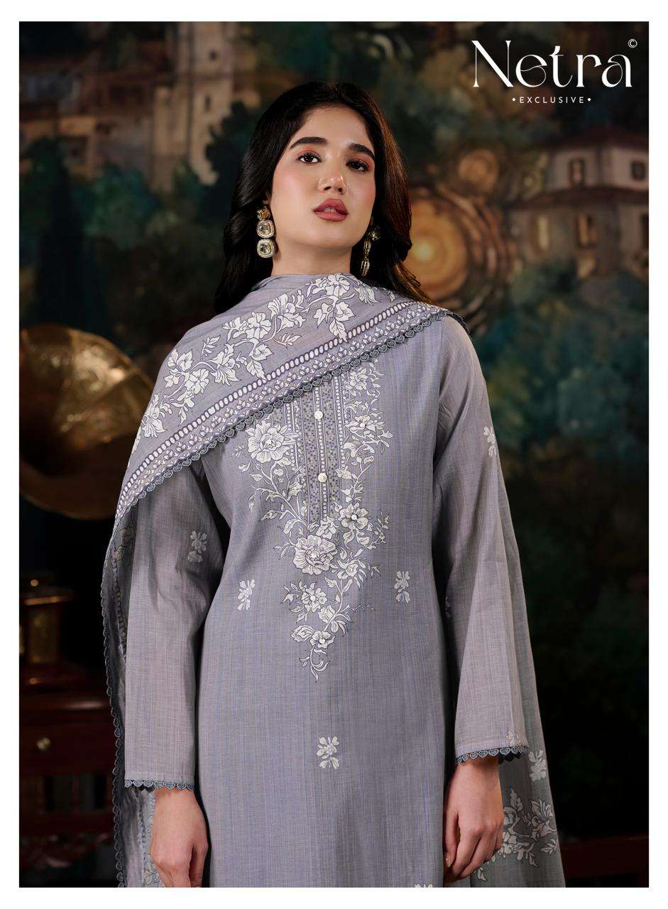 Netra Nayanshi Banarasi Mul Chanderi Dress Material