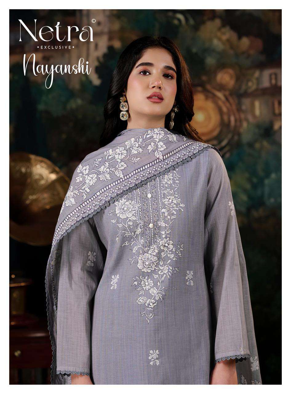 Netra Nayanshi Banarasi Mul Chanderi Dress Material
