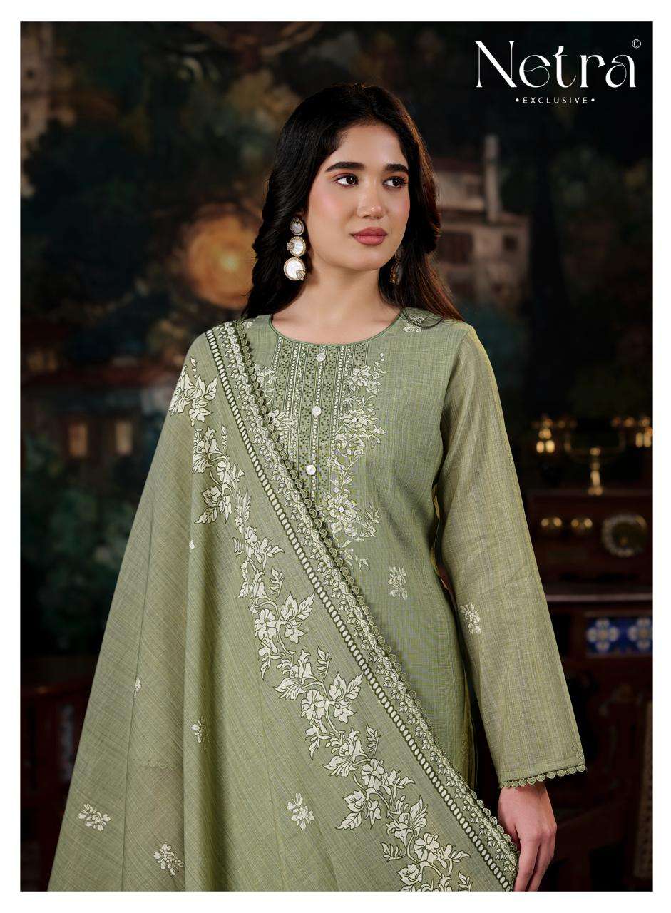 Netra Nayanshi Banarasi Mul Chanderi Dress Material