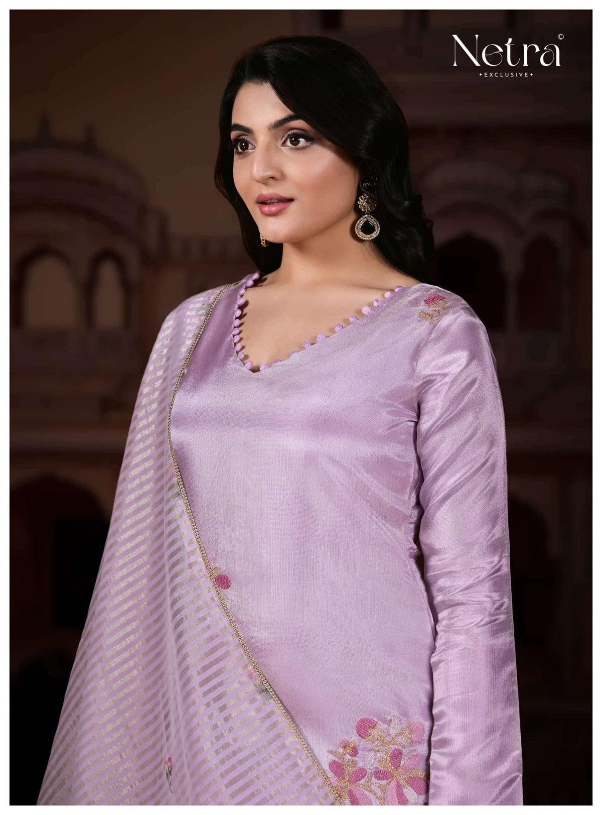 Netra Pratha Bemberg Gadwal Silk Dress Material - Amrah Wholesale
