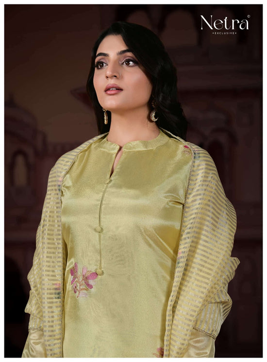 Netra Pratha Bemberg Gadwal Silk Dress Material - Amrah Wholesale
