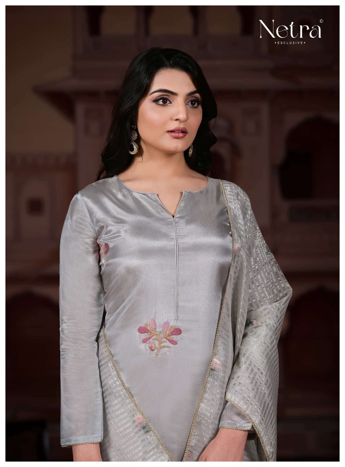 Netra Pratha Bemberg Gadwal Silk Dress Material - Amrah Wholesale