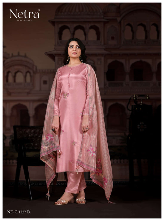 Netra Pratha Bemberg Gadwal Silk Dress Material