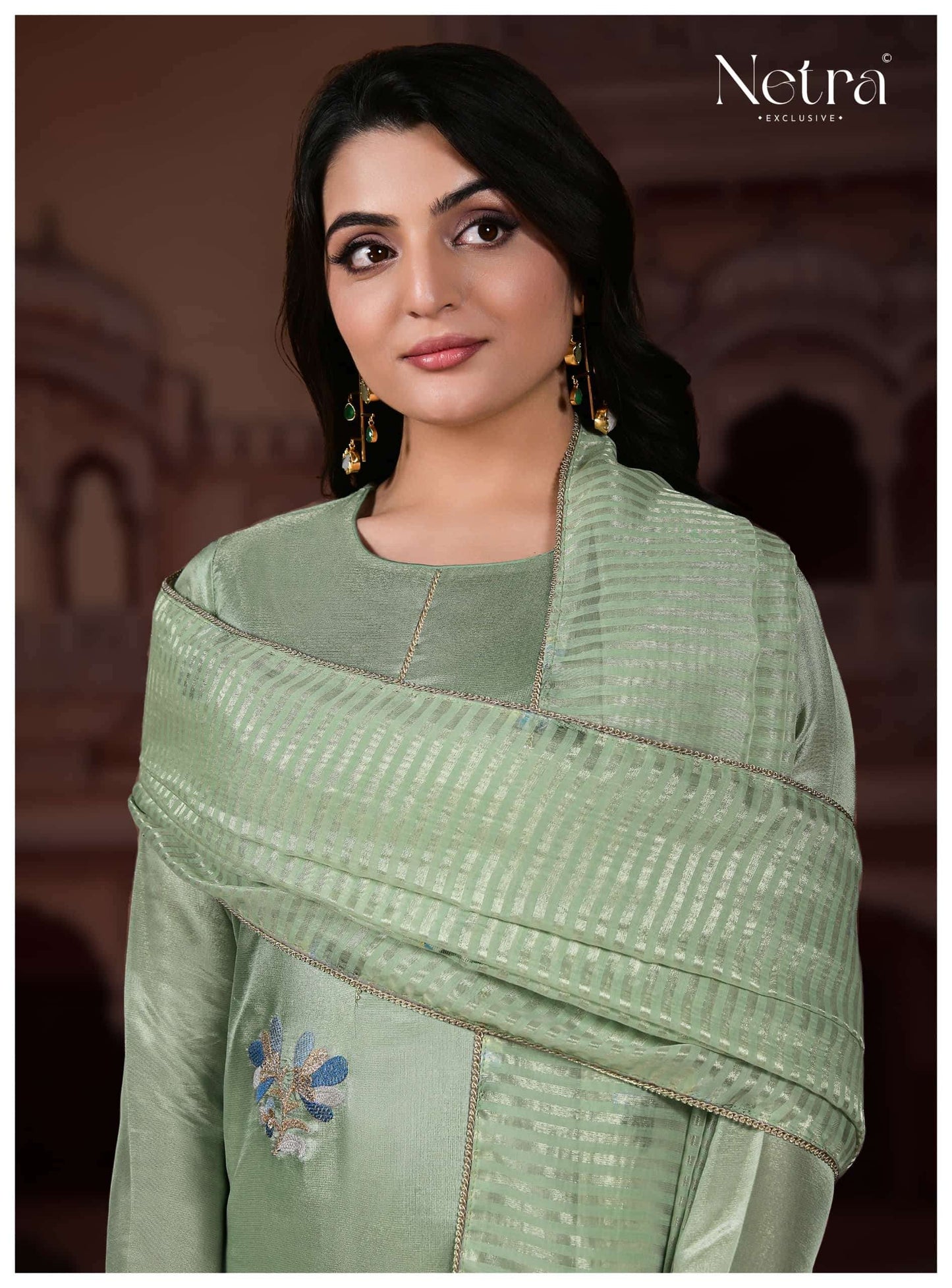 Netra Pratha Bemberg Gadwal Silk Dress Material