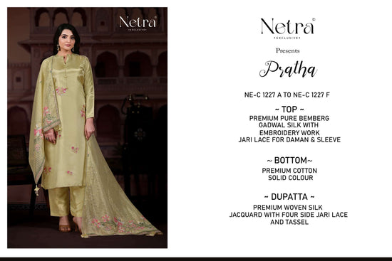 Netra Pratha Bemberg Gadwal Silk Dress Material