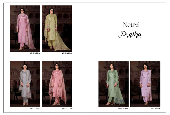 Netra Pratha Bemberg Gadwal Silk Dress Material