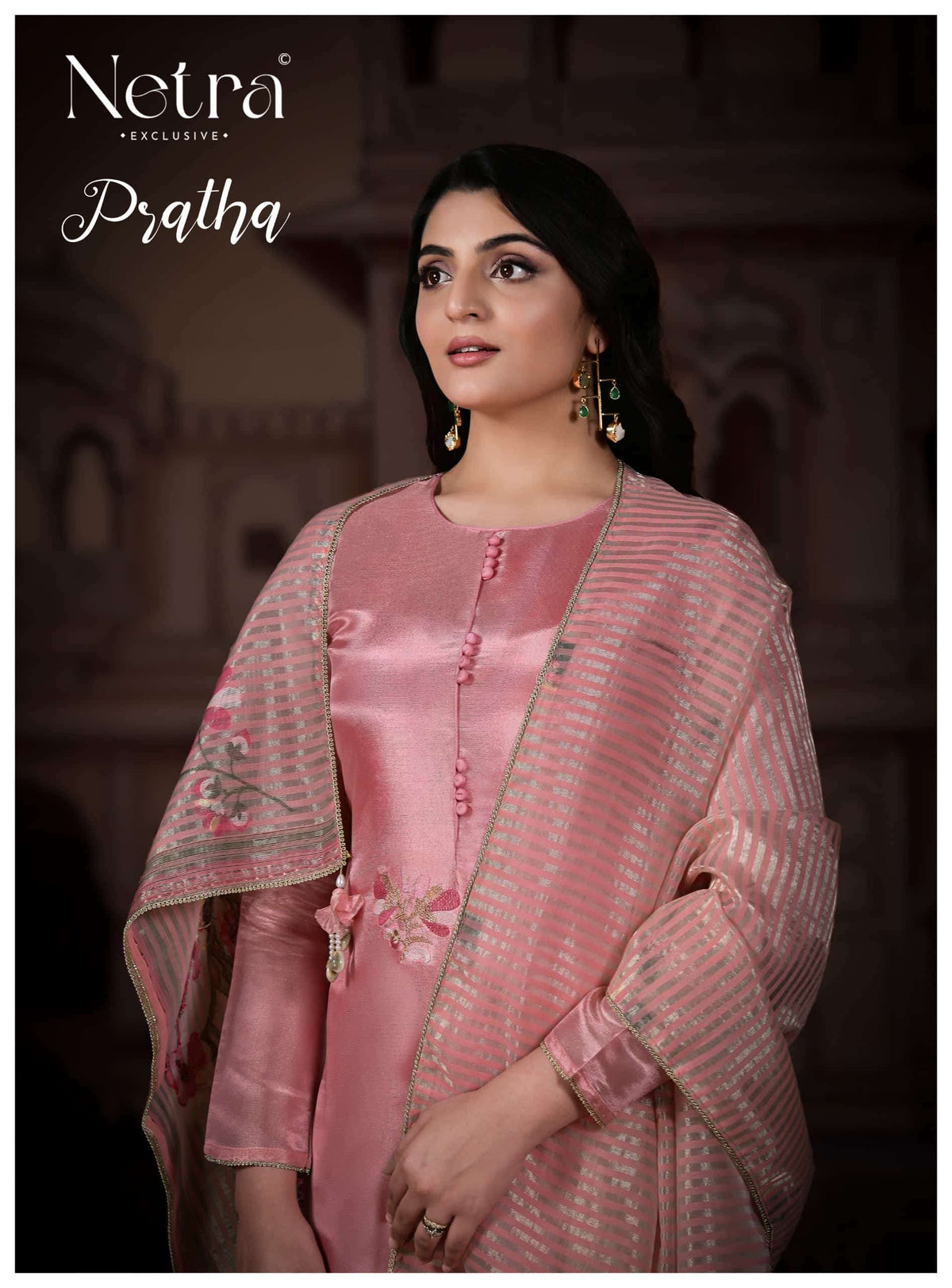 Netra Pratha Bemberg Gadwal Silk Dress Material