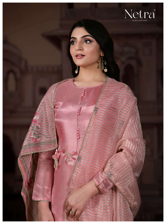 Netra Pratha Bemberg Gadwal Silk Dress Material
