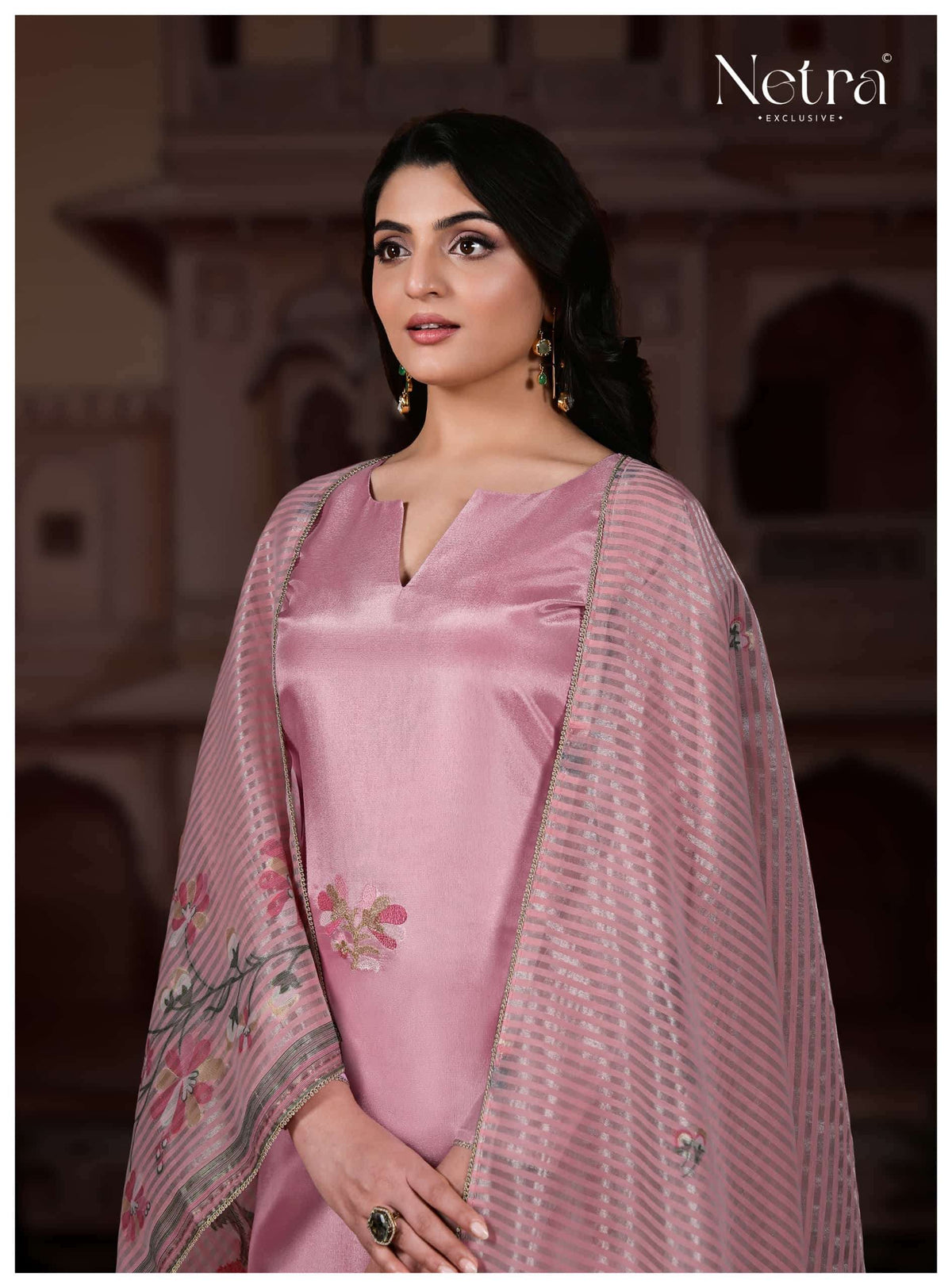 Netra Pratha Bemberg Gadwal Silk Dress Material